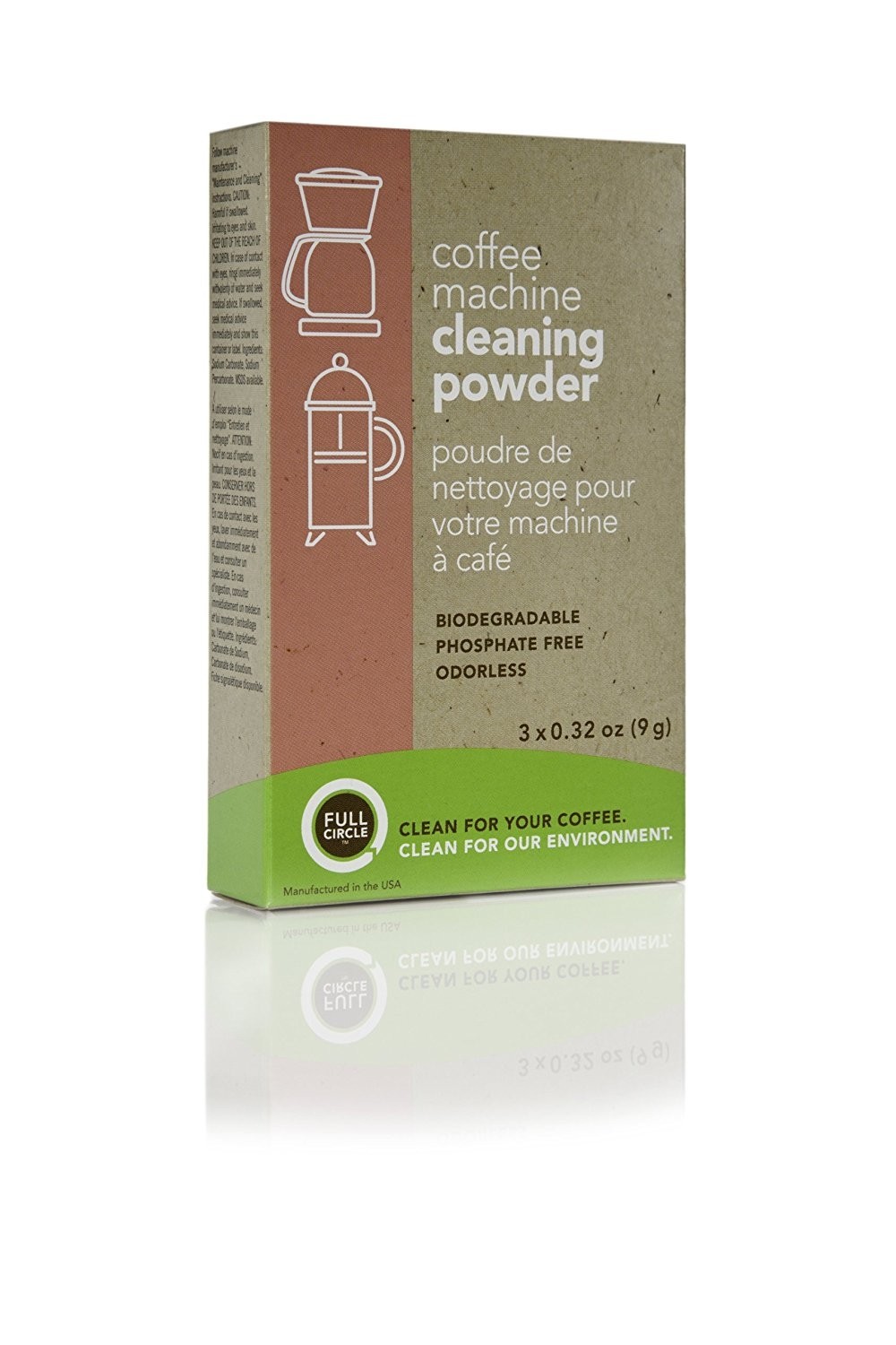 Full Circle Coffee Machine Cleaning Powder, 3 Single Use Packets