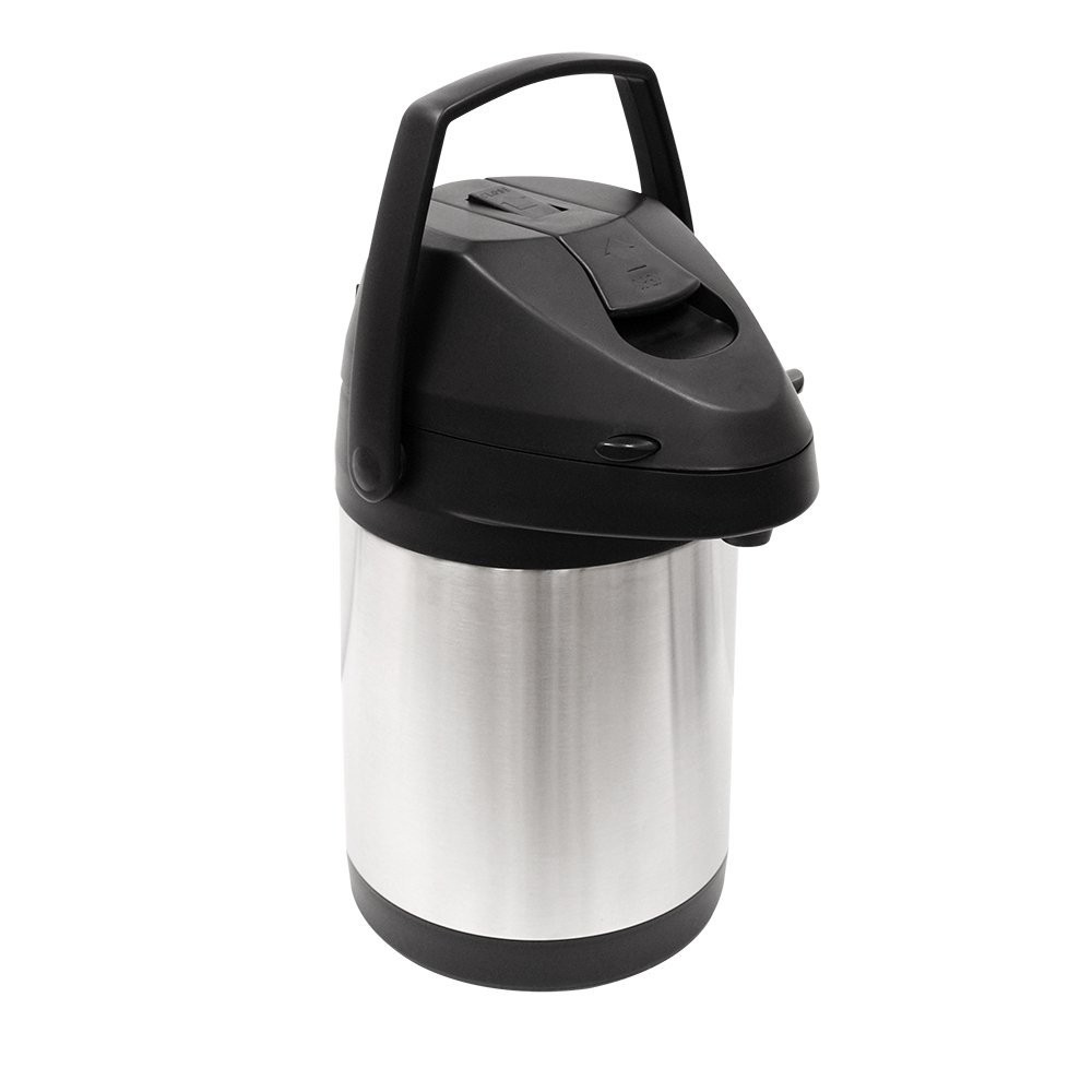 Double-Wall Beverage Carafe w/ Pump Dispenser, Stainless Steel - 85 oz