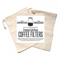 Cold Brew Coffee Maker Filter Organic Cotton Nut Milk Bag - 2 Pack