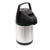 Double-Wall Beverage Carafe w/ Pump Dispenser, Stainless Steel - 85 oz