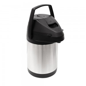 Double-Wall Beverage Carafe w/ Pump Dispenser, Stainless Steel - 85 oz